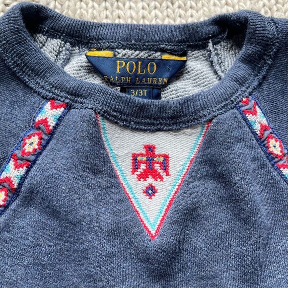 Polo Ralph Lauren crewneck sweatshirt with native embroidery, 3T. - Picture 2 of 4